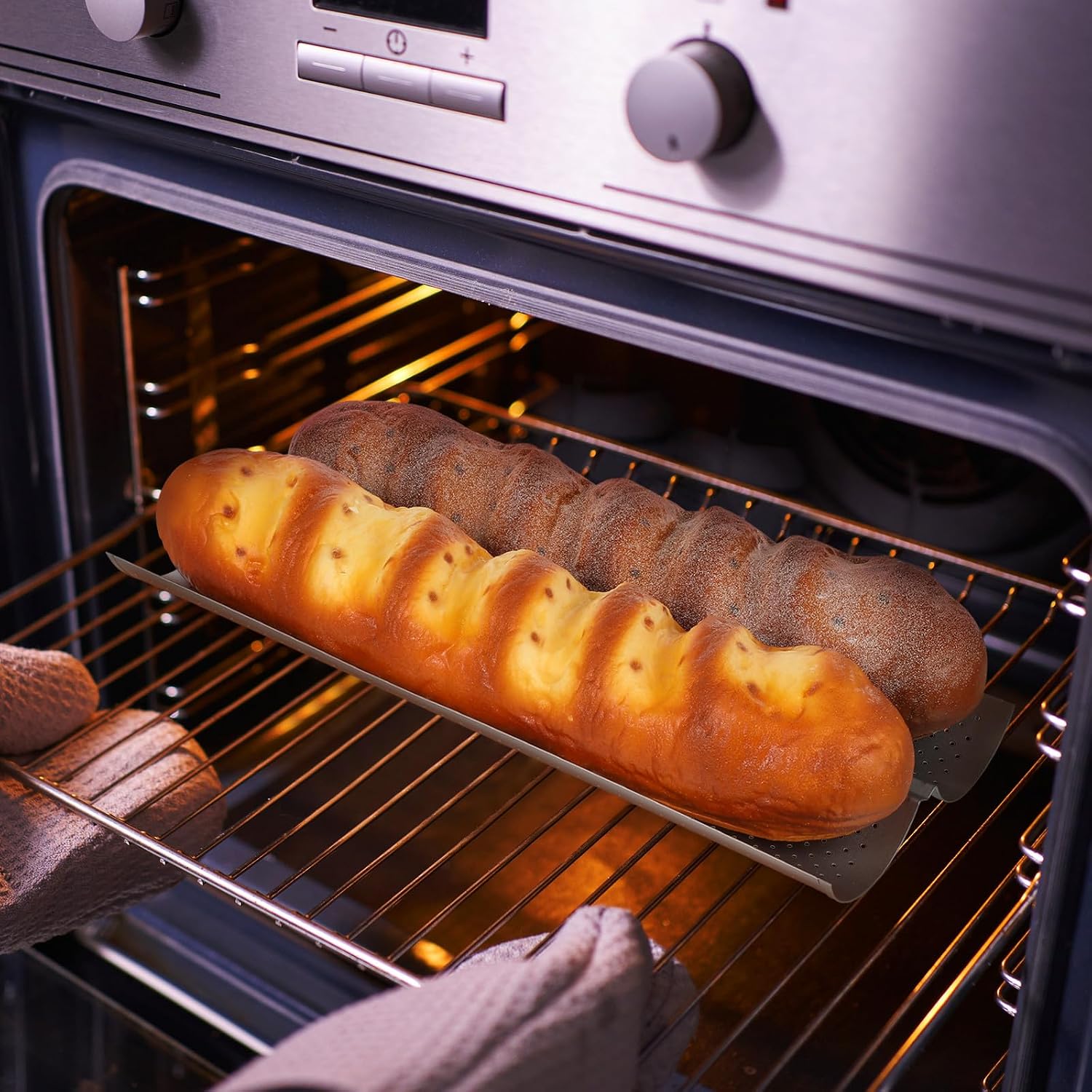 GLEAVI Wave Stick Baking Tray 2-slot Silver Bread Stick Mould Kitchen Baking Tool for Classic Baguette and Loaf