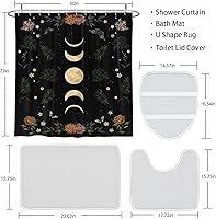 Vista 6 de Coxila Juego de cortinas de ducha con diseño de luna, color negro, estrella espacial, galaxia, gótica, gótica, bruja, espeluznante, celestial, tapa