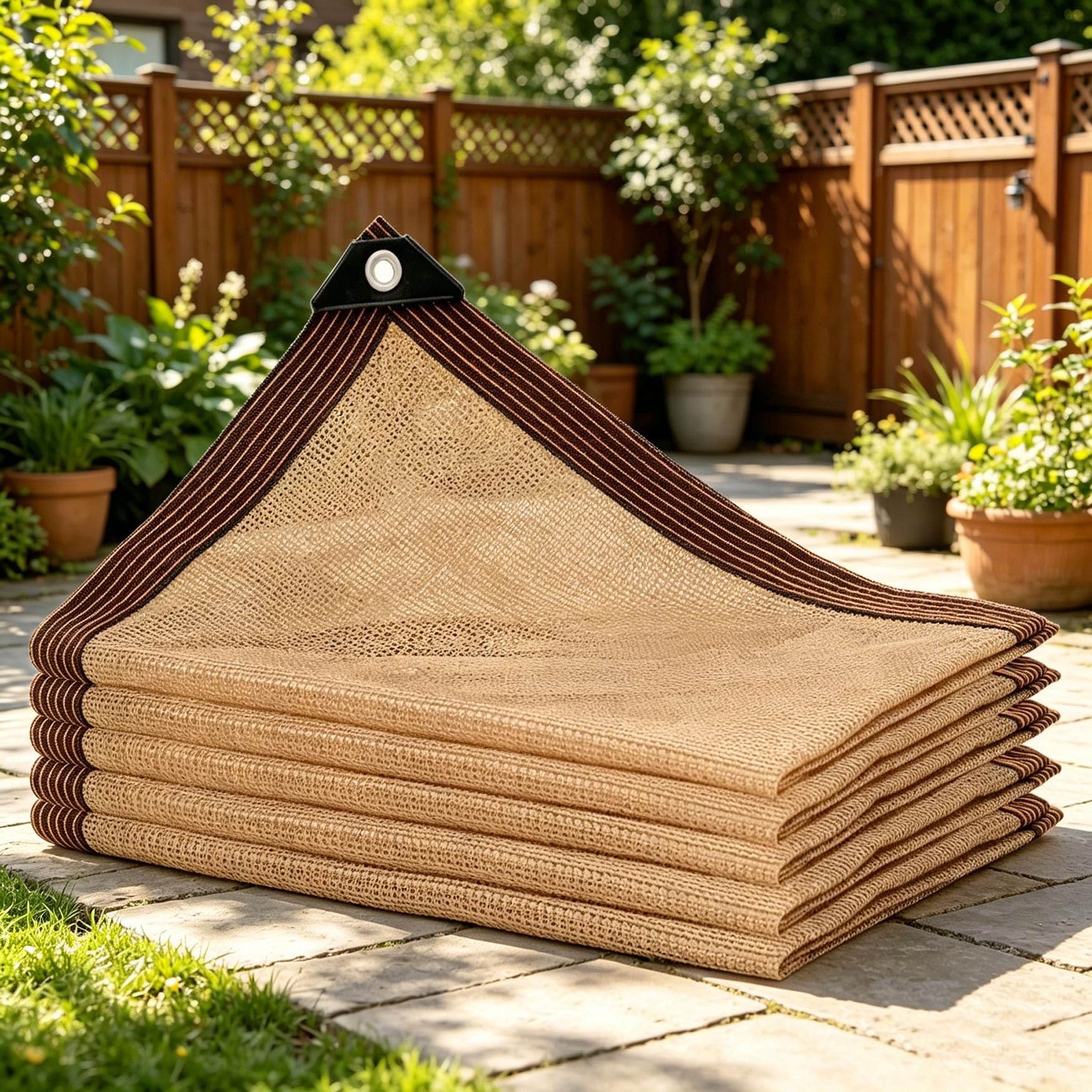 Malla sombra exterior crema 125x415 cm lona permeable para pérgola