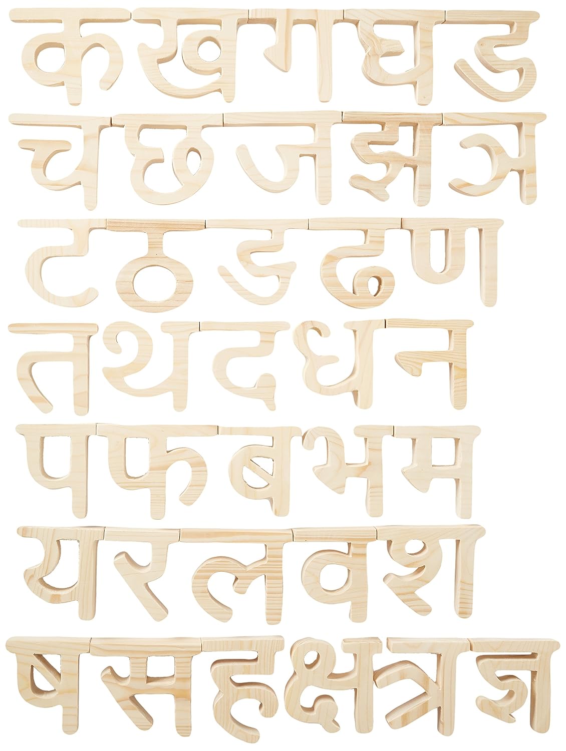 Skillofun Wooden Hindi Alphabet Cutout Block , Multi Color