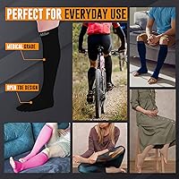 Vista 2 de Doc Miller Calcetines de compresión de dedos abiertos, 20-30 mmHg, mangas de compresión sin dedos para piernas, medias altas hasta la rodilla