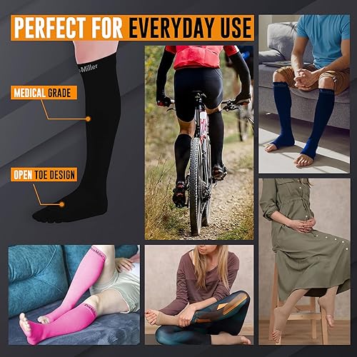Miniatura 2 de Doc Miller Calcetines de compresión de punta abierta para mujeres y hombres, calcetines de compresión sin dedos para mujer, soporte de circulación