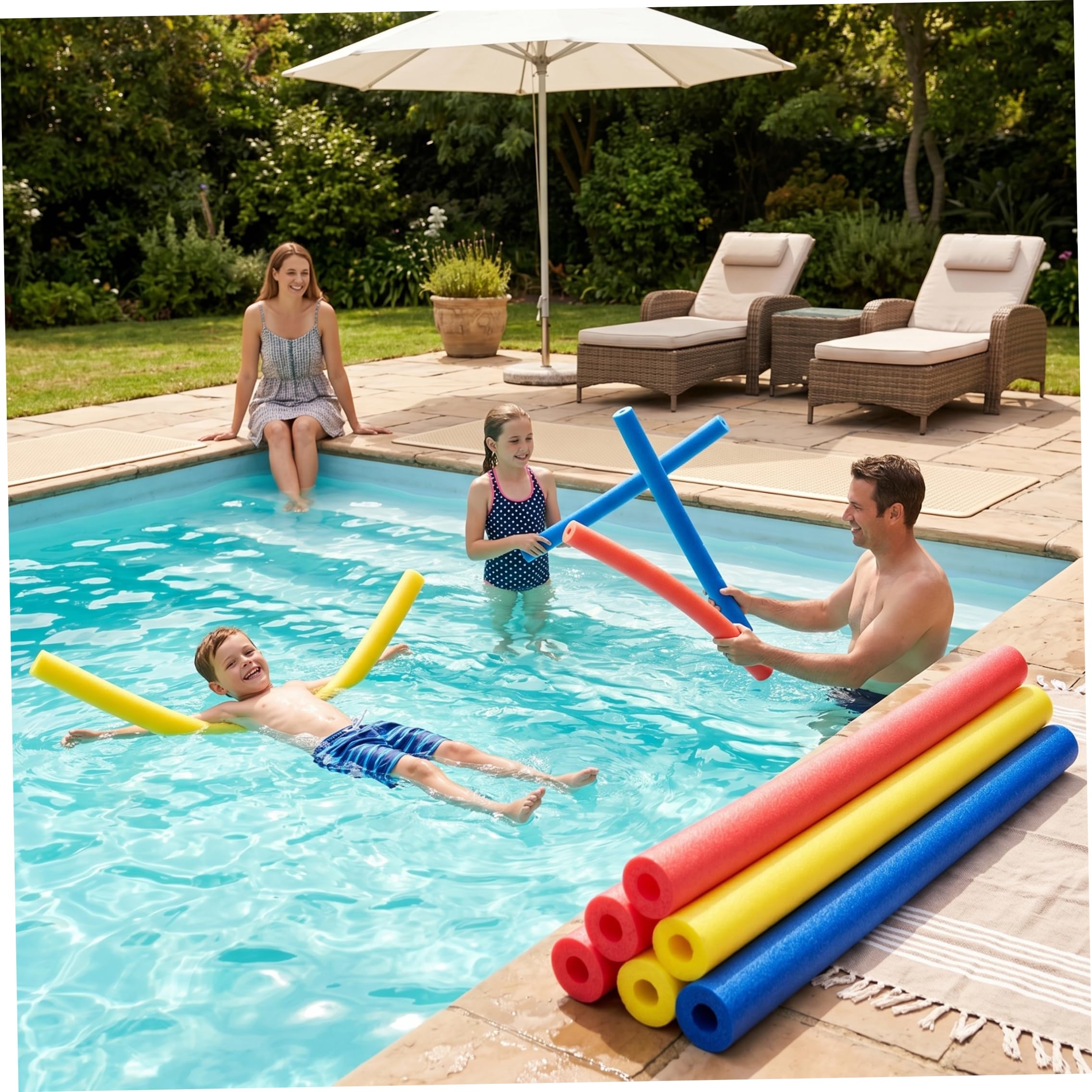 Pool Noodles 3PCS Pool Noodles Flotadores de natación Multiuso Huecos de Espuma para Juegos acuáticos y Ejercicio 59 Pulgadas