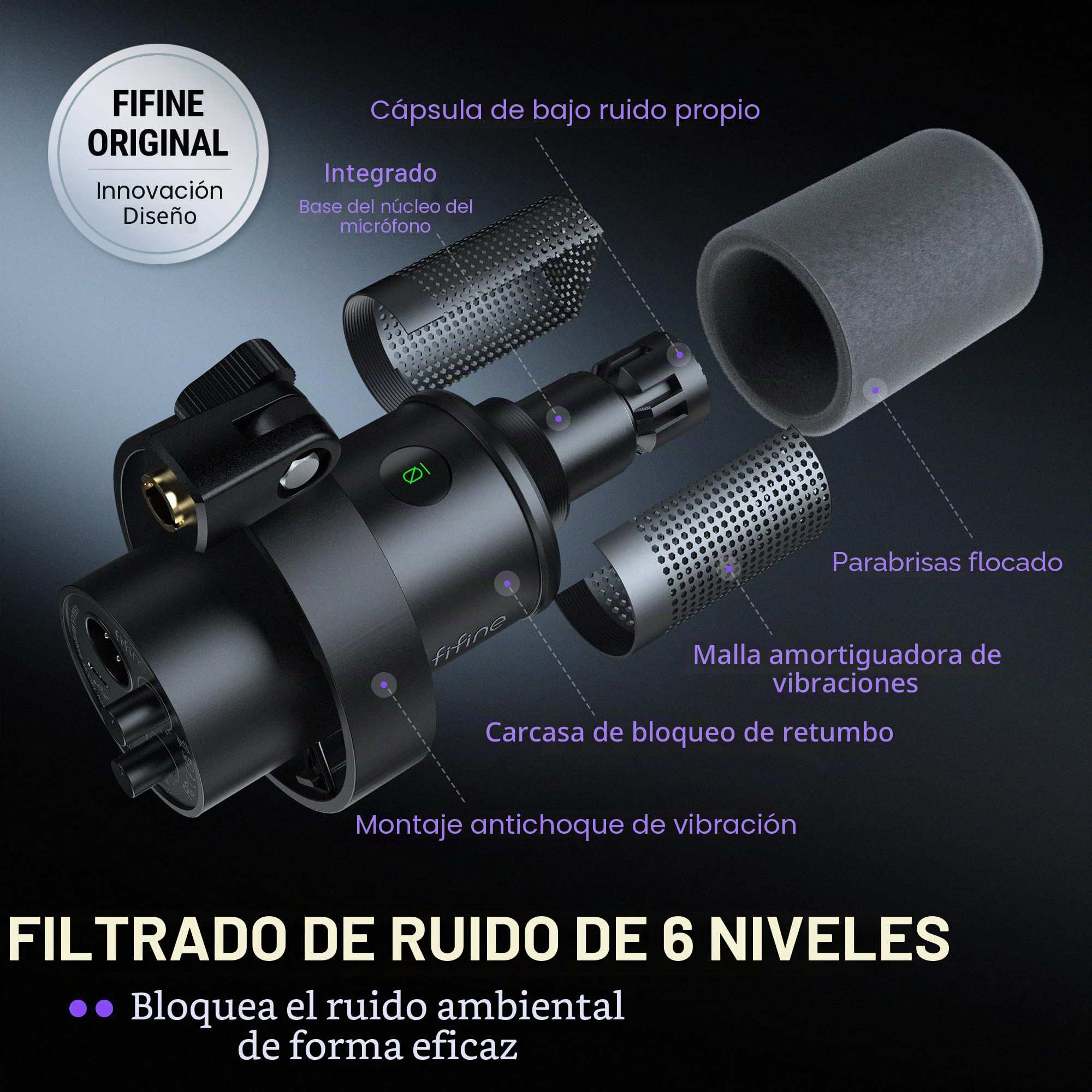FIFINE K688CT - Kit de micrófono para podcast, micrófono dinámico USB/XLR con brazo de brazo para mezclador PC/XLR, micrófono para juegos con botón de silencio, conector para auriculares para voz, voz