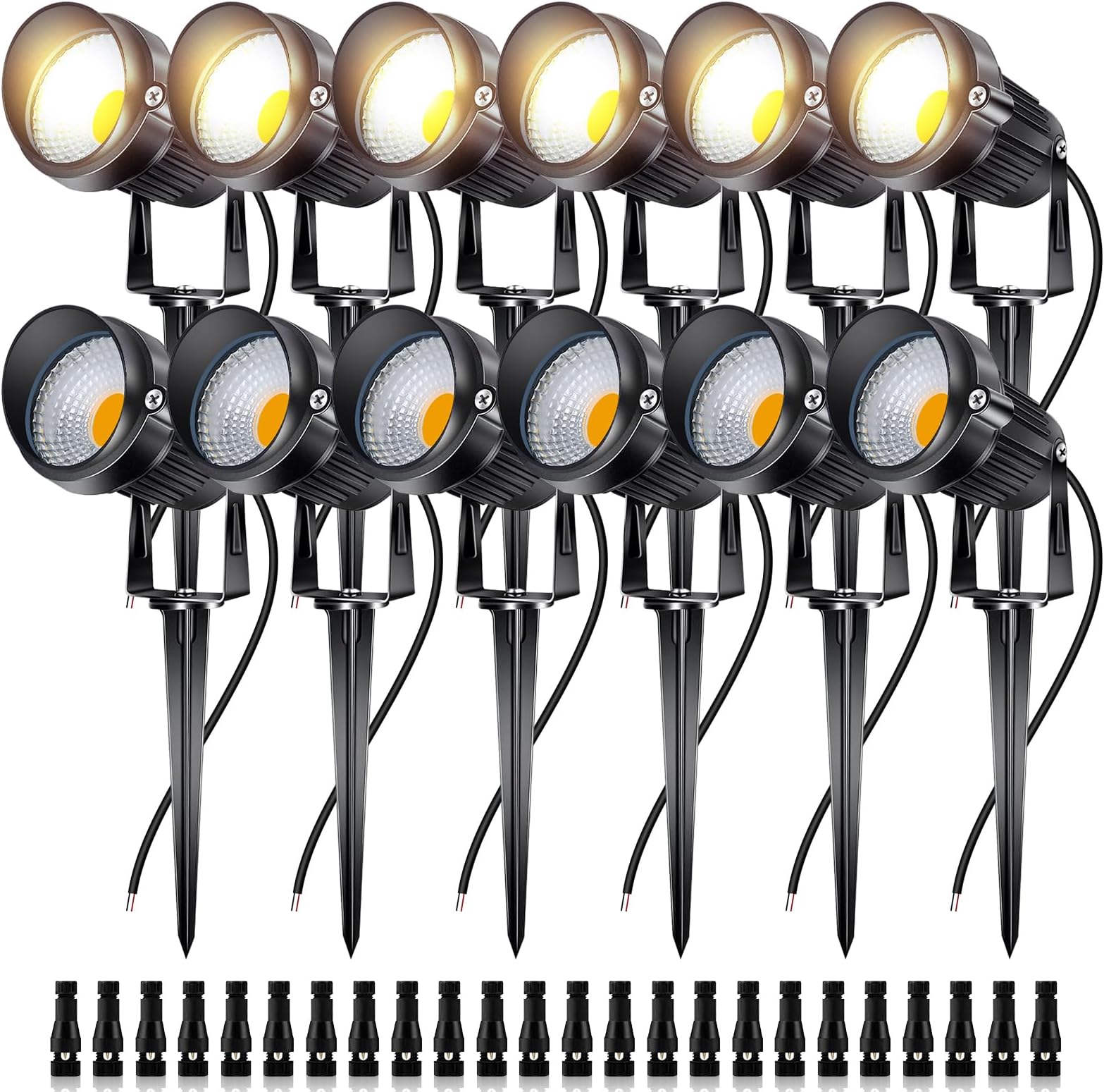 Aiwewin 12 Pack 6W Landscape Lighting, 12V Low Voltage Landscape Lights with Connectors Outdoor