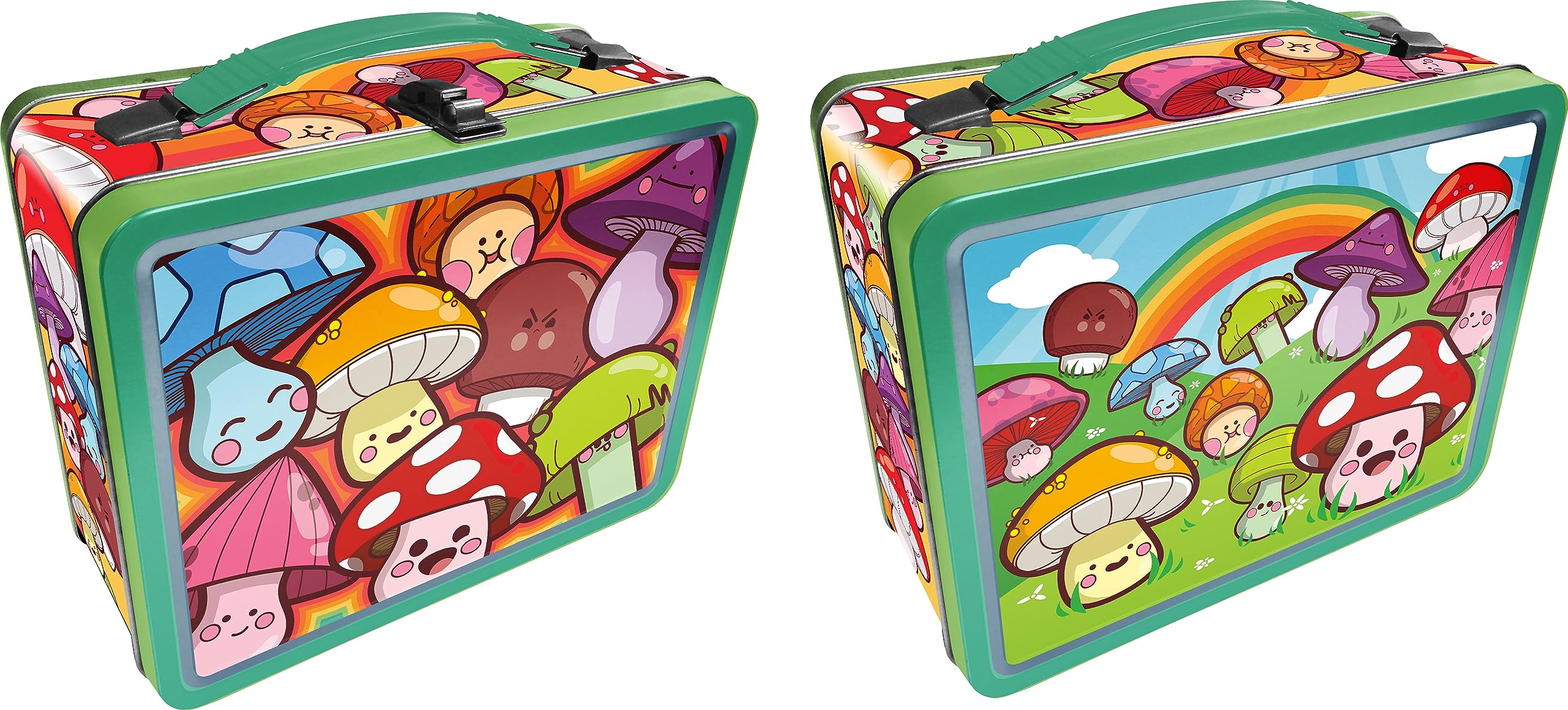AQUARIUS Mushroom Fun Box - Sturdy Tin Storage Box with Plastic Handle & Embossed Front Cover - Officially Licensed Merchandise & Collectible Gift