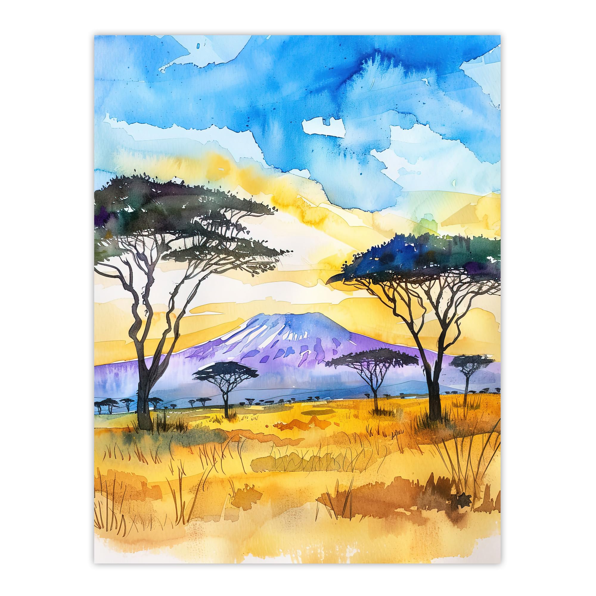 Artery8 Savanna Sunrise Mount Kilimanjaro Tanzania Living Room Extra Large XL Wall Art Poster Print