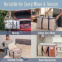 Vista 6 de VENO - Paquete de mudanzas, cajas de almacenamiento para embalaje universitario con tapas alternativas, para dormitorio, extragrande, asas