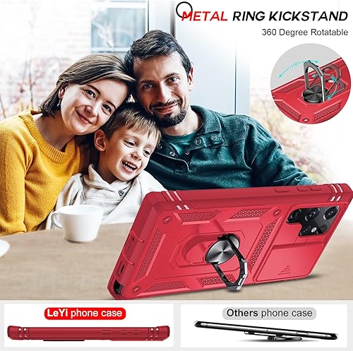 Miniatura 7 de LeYi Funda de metal compatible con Samsung S22 Ultra con funda deslizante para cámara para mujeres, hombres y adolescentes, grado militar funda