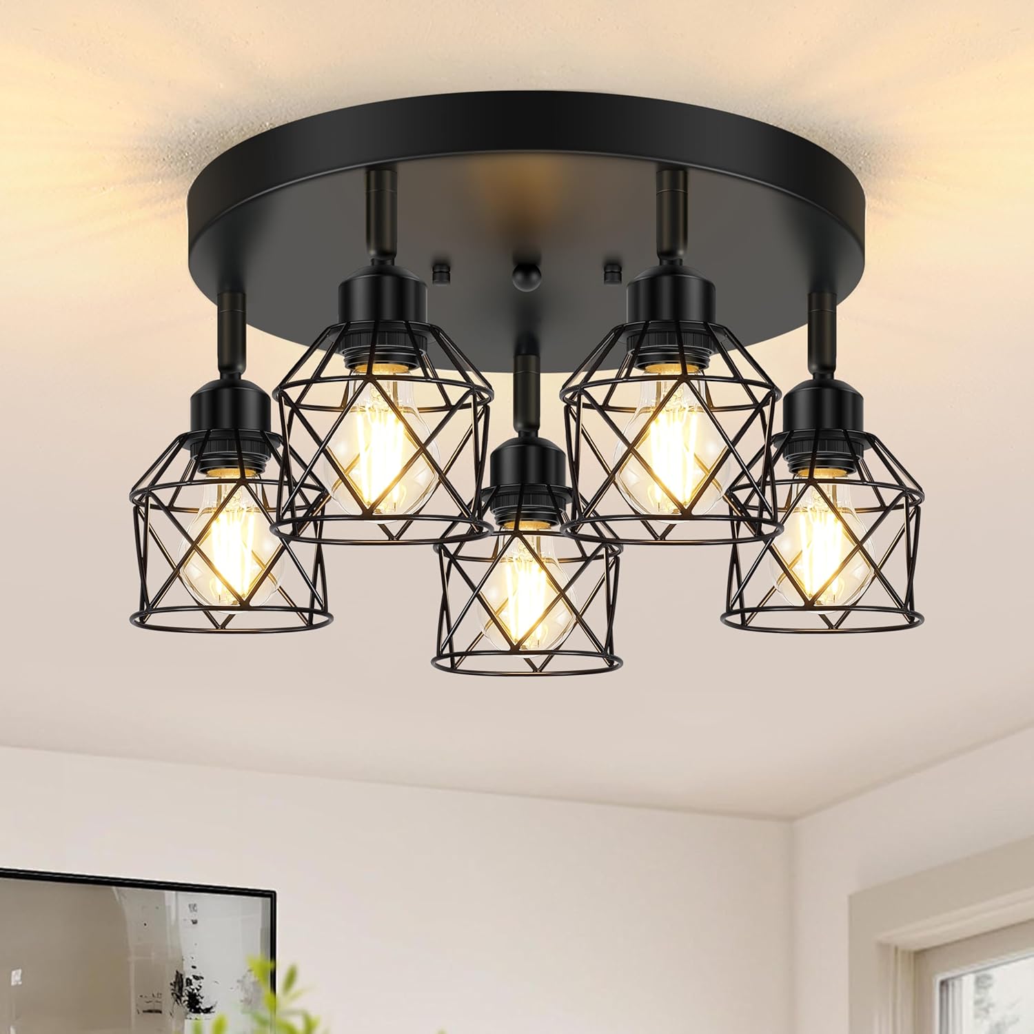 Baocuz 3-Light Brushed Nickel Semi Flush Mount Ceiling Light, Adjustable Kitchen Light Fixtures Ceiling Mount E26 Base Multi-Directional Silver Ceiling Spot Lights for Hallway Farmhouse Foyer