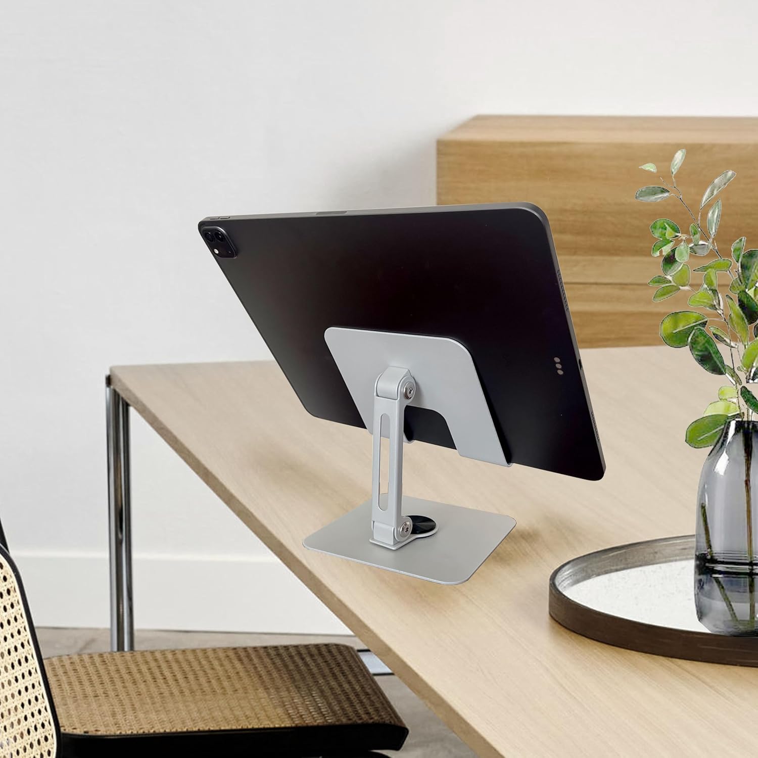 TARKAN 360 Degree Rotating Adjustable Metal Tablet Stand, Foldable Desk Mount Holder for Upto 12 Inch iPads & Tabs (Silver) 11 813L6MBphWL. SL1500