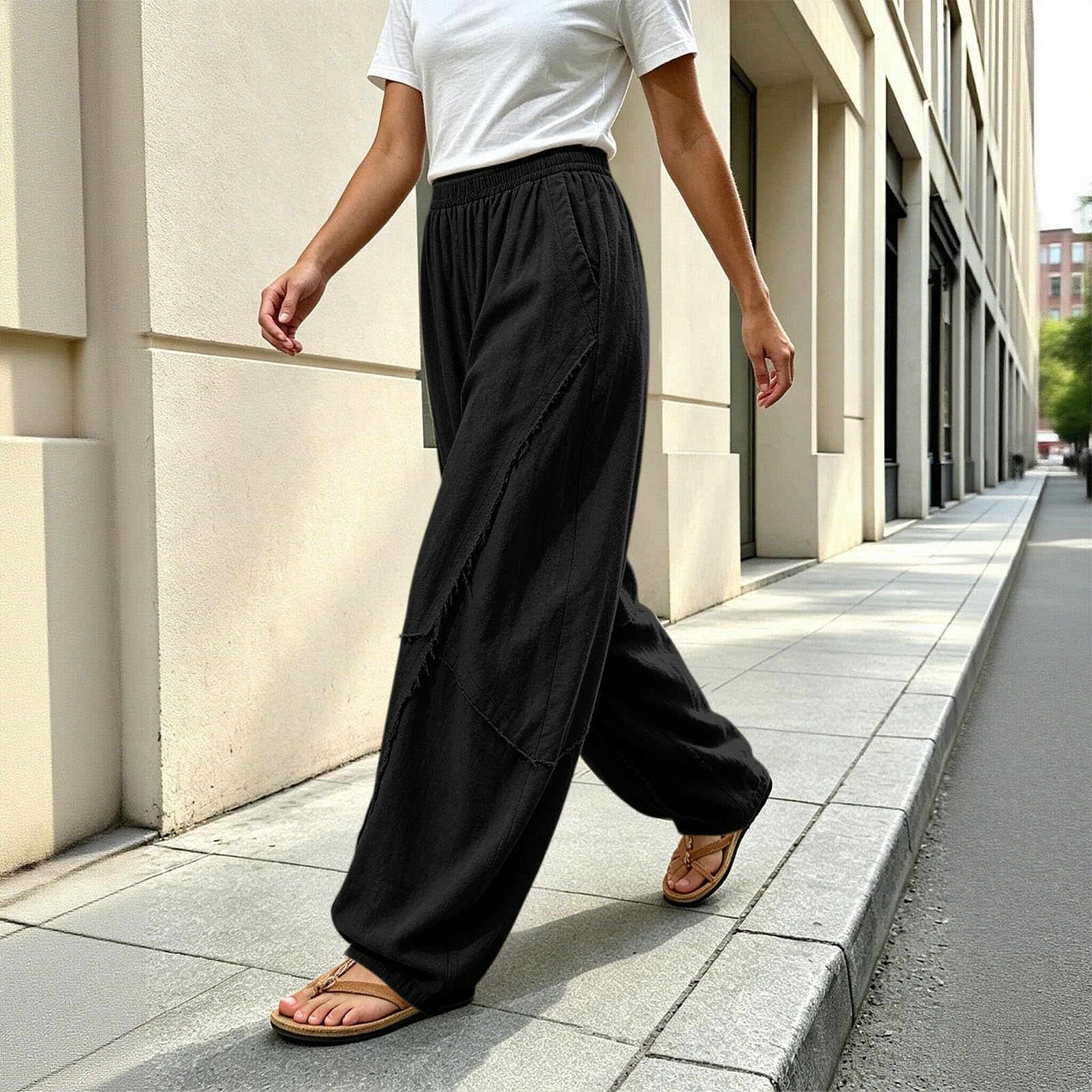 Pantalon d'été pour femme - Avec poches - Léger et respirant