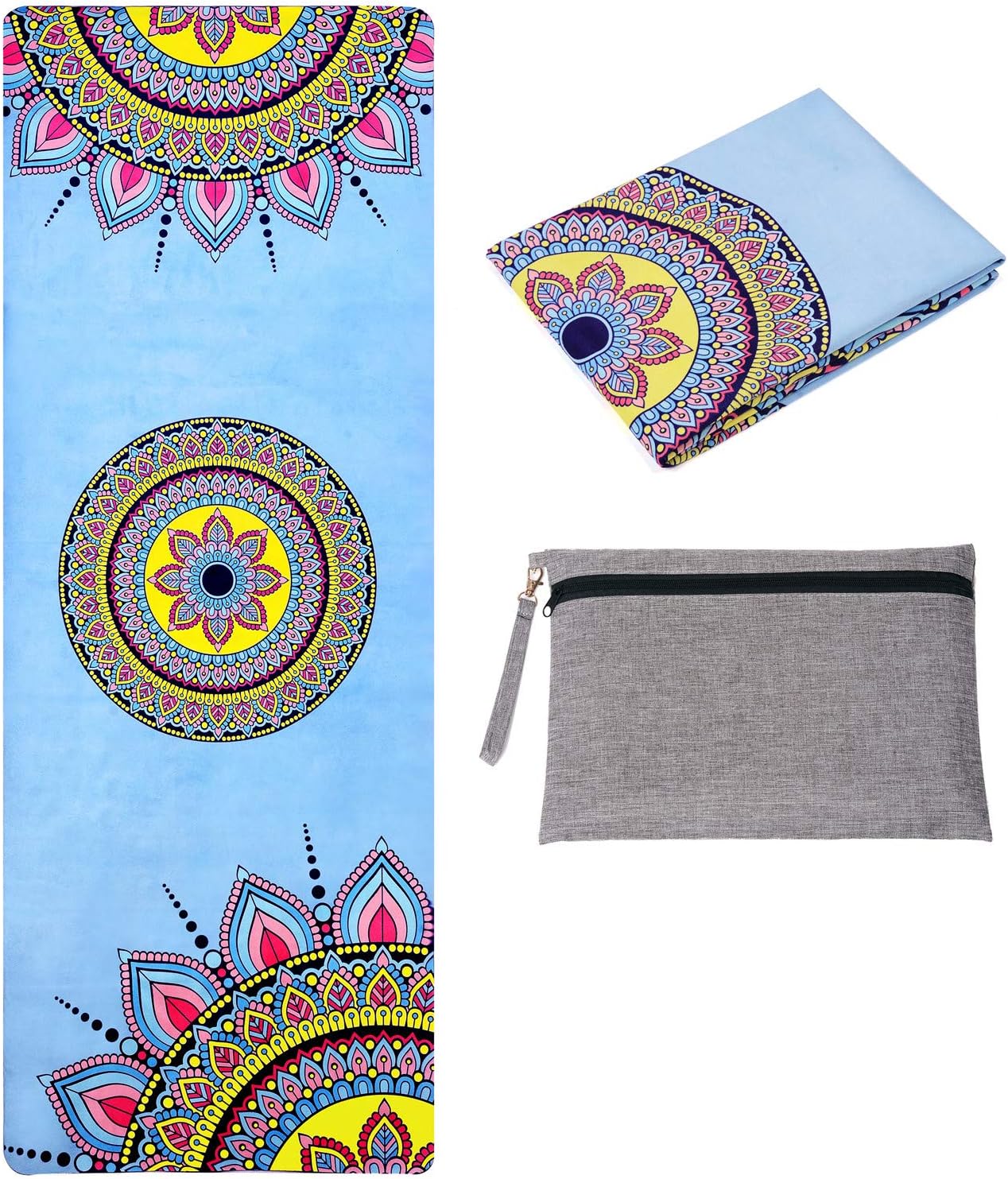 Yoga Mat Towel Non Slip Hot Yoga Towel ,Sweat Absorbent, for Hot Yoga, Bikram, Pilates (Tie-Dyed Yellow) : Sports & Outdoors