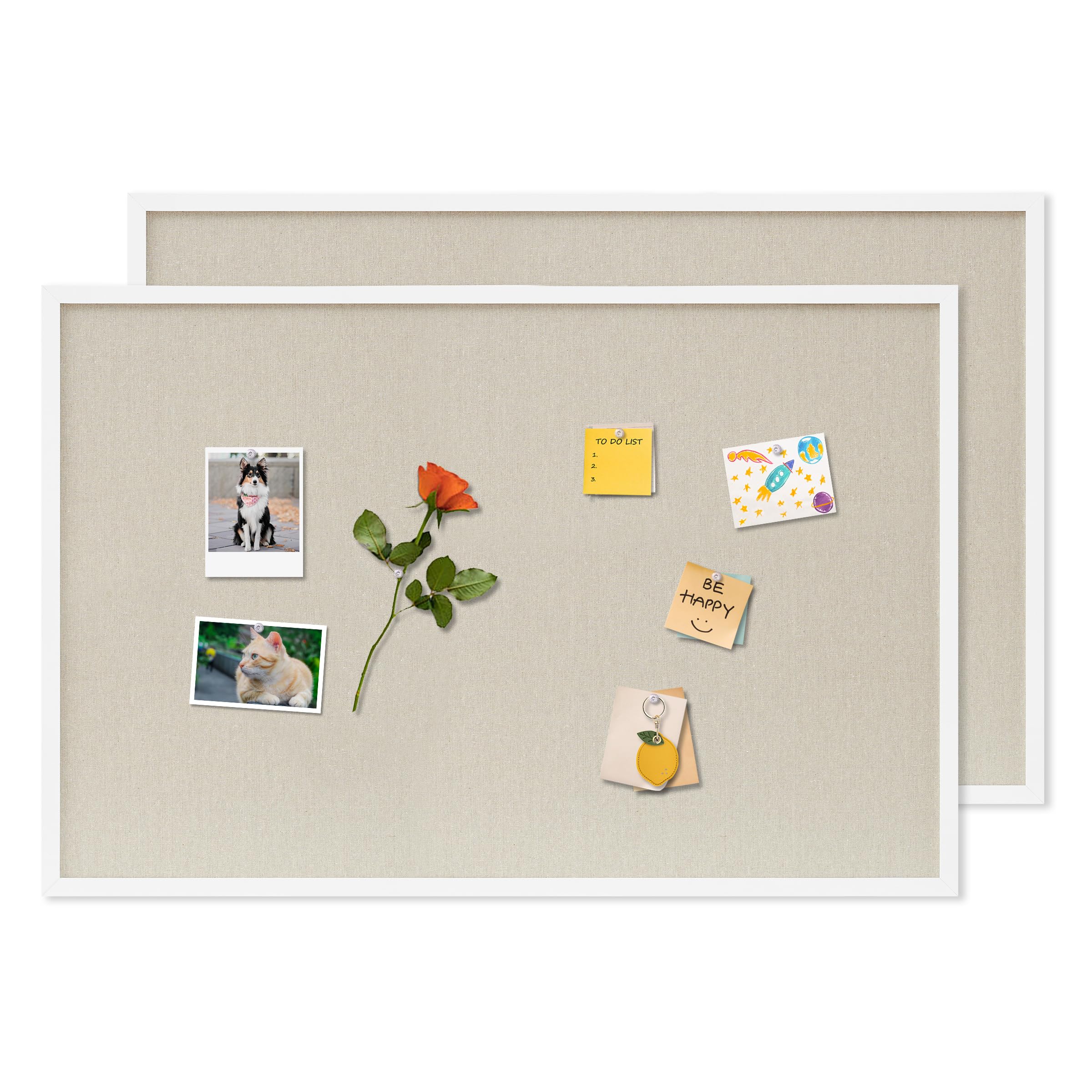 DAHAPYBOO Cork Board with Linen White 2Pack,Bulletin Board 36"x24" Hanging Corkboards for Office Home School Message Board or Vision Board Decoration.