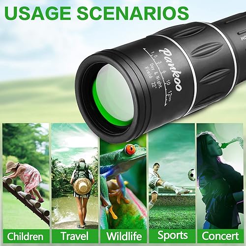 Miniatura 5 de Pankoo Telescopio monocular HD 16 x 52, monoculares compactos de alta potencia 2023 para adultos y niños, alcance monocular HD para observación de