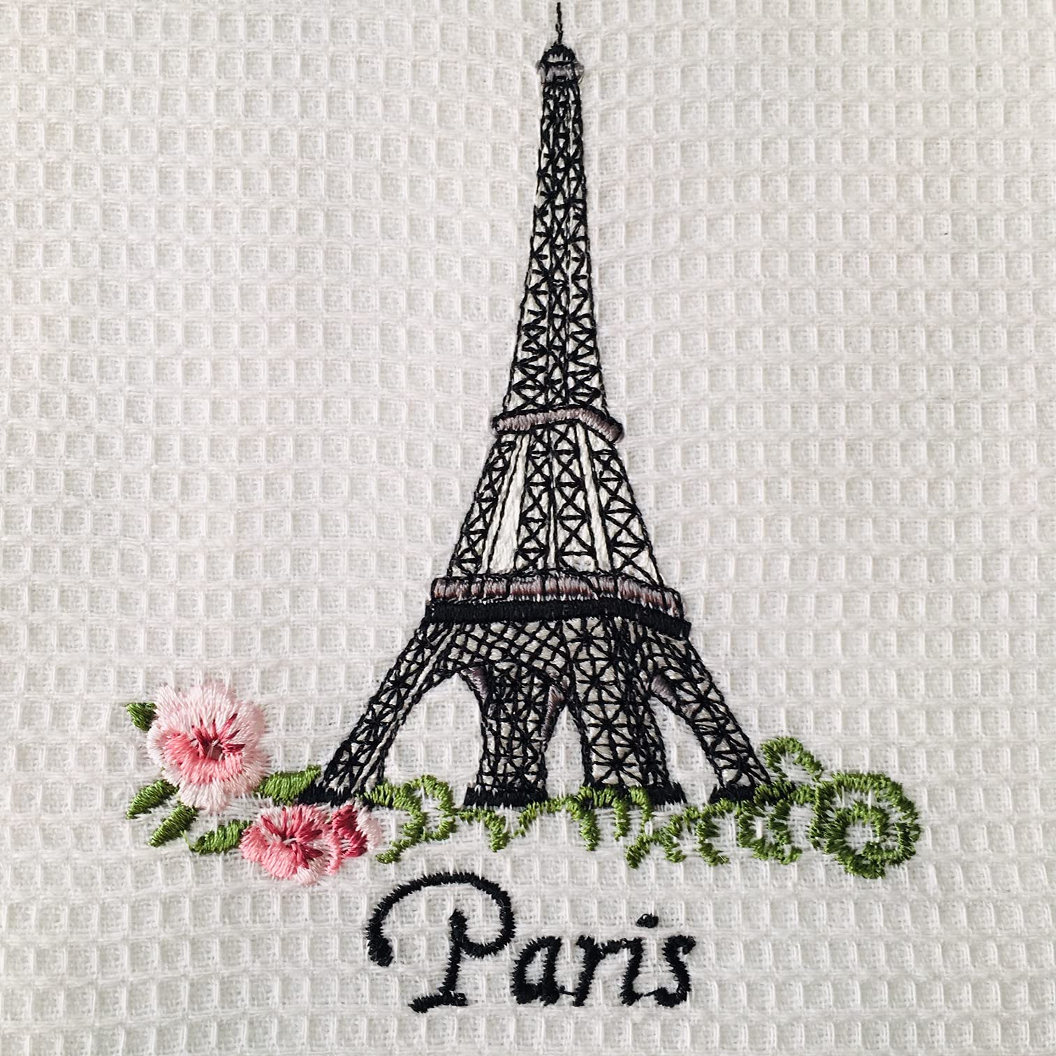 Zestaw 6 ręczników kuchennych Paris Tour Eiffel , Sacré Heart, Notre Dame i Red Moulin z haftowanej bawełny - rozmiar 50*70 CM