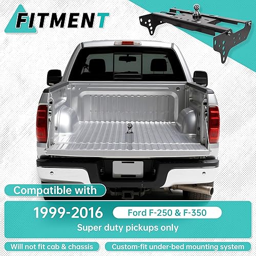 Miniatura 2 de ECOTRIC Enganche de remolque de cuello de cisne compatible con Ford F250 F350 1999-2016 Super Duty Kit completo de sistema de enganche de riel de
