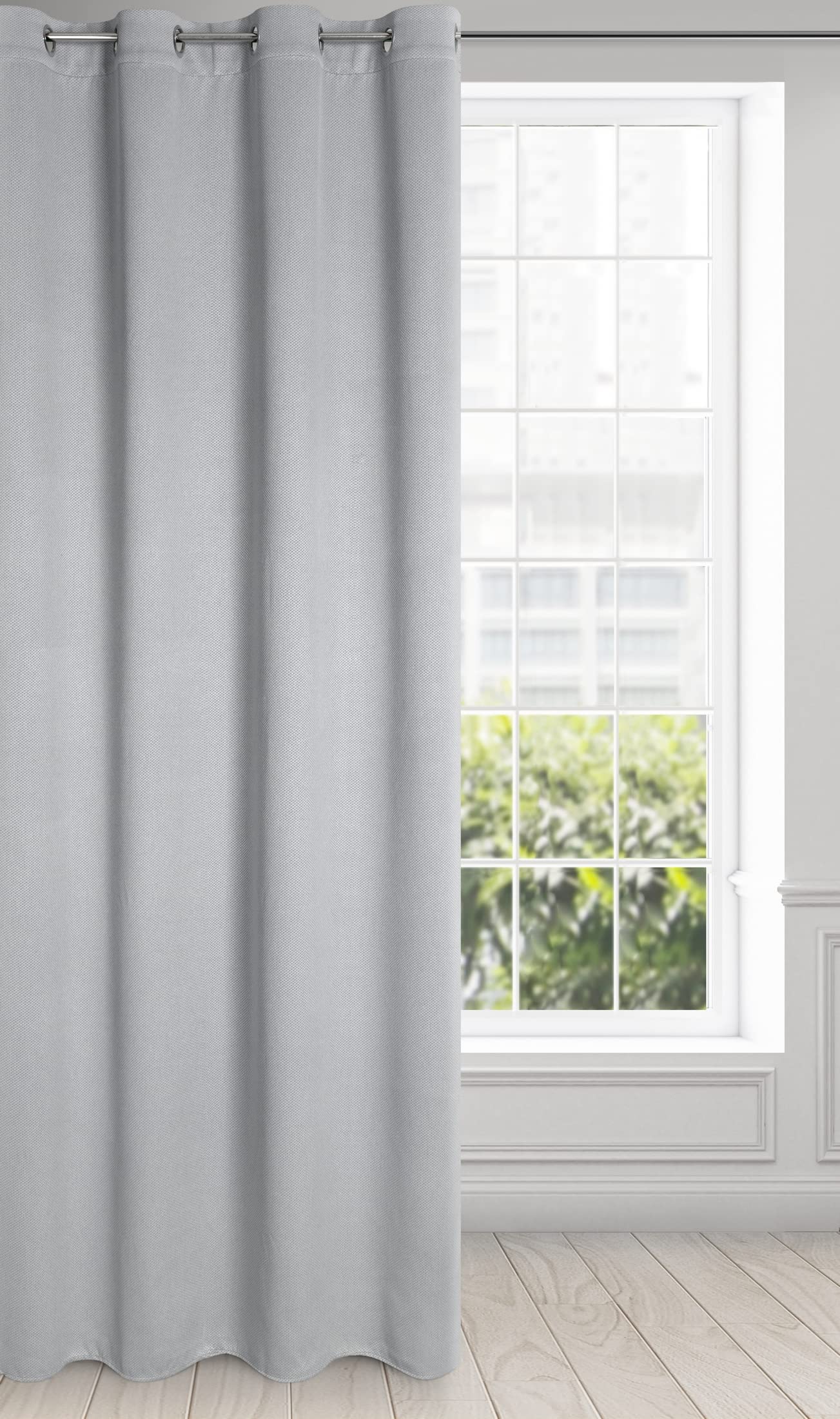 Eurofirany AMARO Schwer 340 g/m2 Blackout Vorhang mit Ösen 1 Stk. Thermovorhang Blickdicht Wärmeisolierender Kälteschutz Verdunklungsgardine Abdunkeln Struktur Wohnzimmer Schlafzimmer 135x250cm Silber