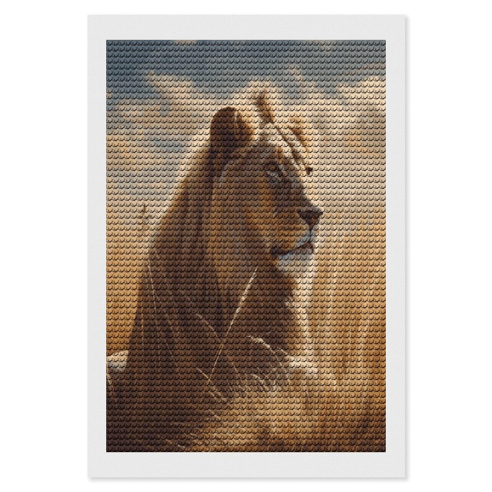 JTREHY Prairie Lion Diamond Art Kits Personalized DIY Round Diamond Painting Kits for Beginner Full Drill Diamonds Dots Paintings for Adults Gem Art Crafts Home Decor