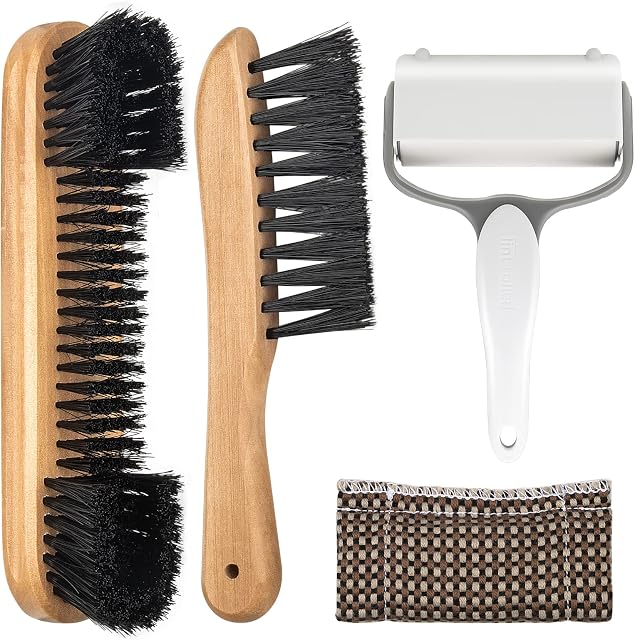 Adhafera Pool Table Brush Cleaner Kit with 4 Tools, Brush Made of Pure Solid Wood and Nylon Bristle, Snooker Accessories for Snooker Table
