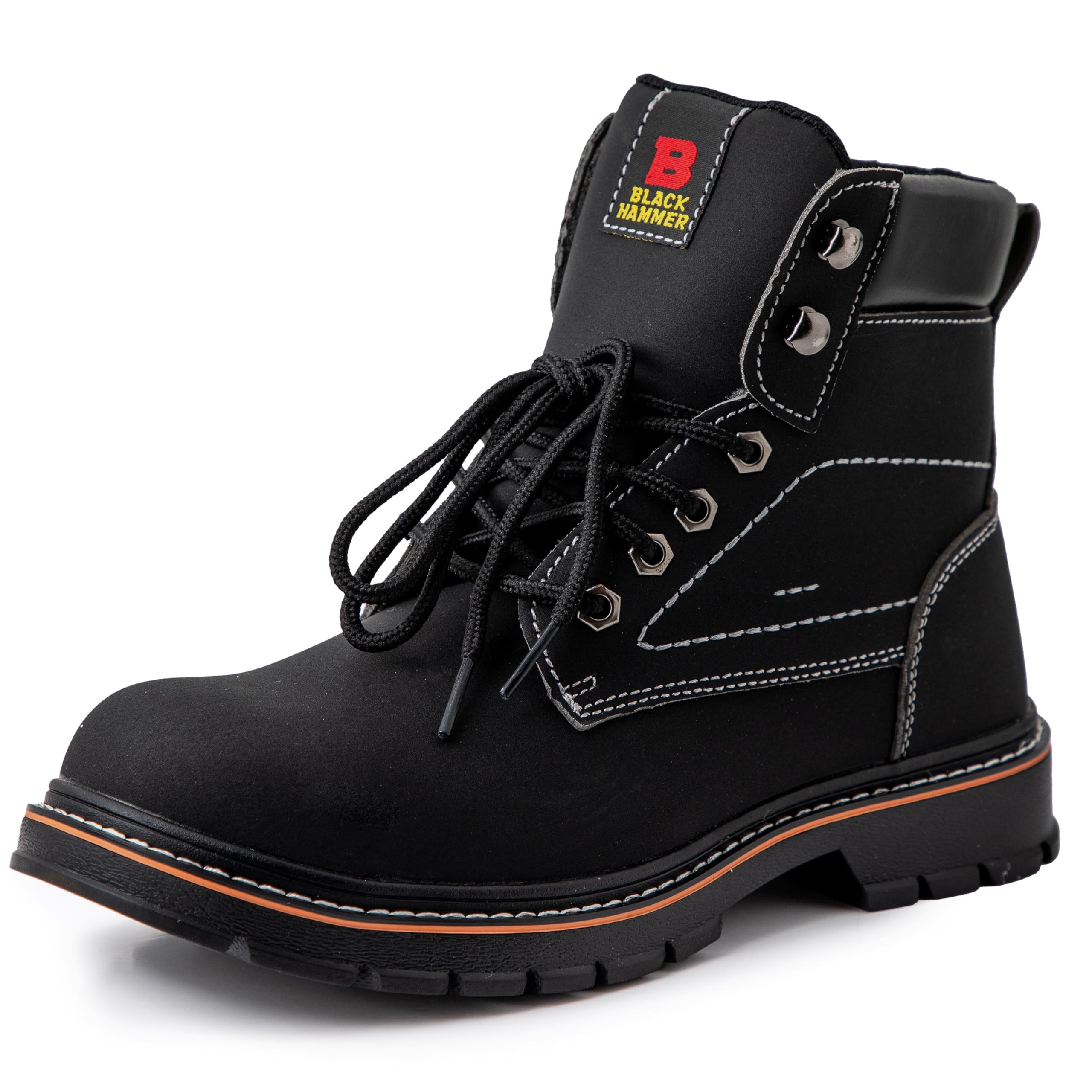 BLACK HAMMER Botas de trabajo de seguridad para hombre puntera y entresuela de acero, resistentes al agua, perfectas para almacenes y trabajos cotidianos, con suela de goma 2600 S3 SRC