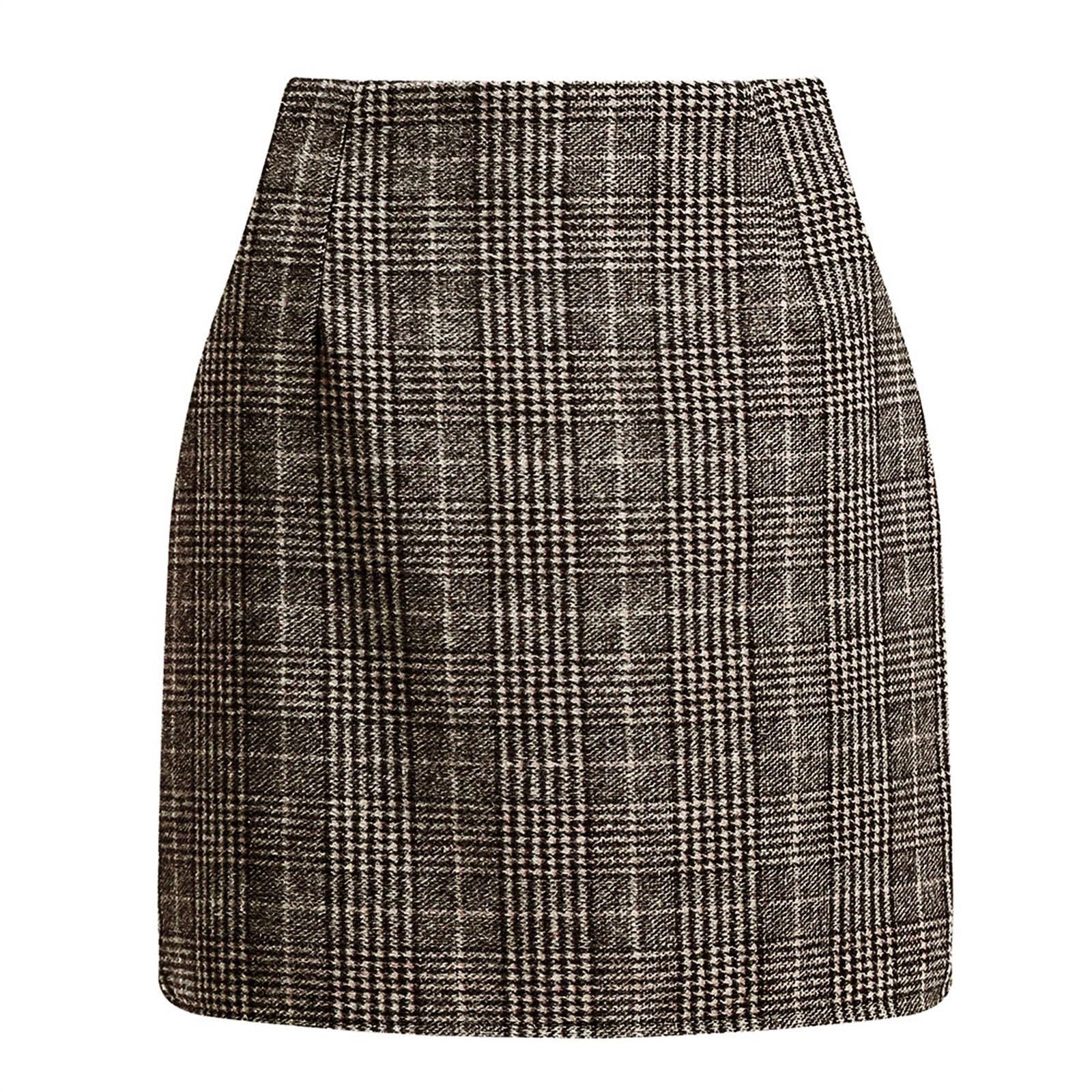 Plaid Skirts for Women Mini Skirt Wool Bodycorn Pencil Skirt Sexy High Waisted Skort Sexy Casual Winter A