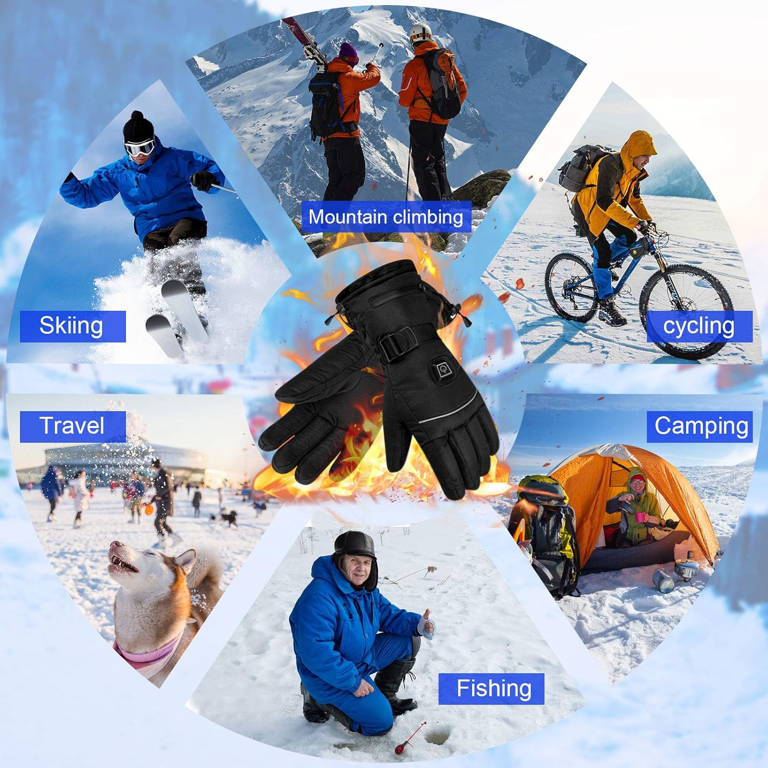 UJUJIA Heated Gloves Liners for Men Women, Rechargeable Electric Battery Heated Glove, Waterproof Winter Thermal Gloves, Warm Touchscreen Gloves for Outdoor Sports Skiing Skating Hiking Hunting. : Sports & Outdoors