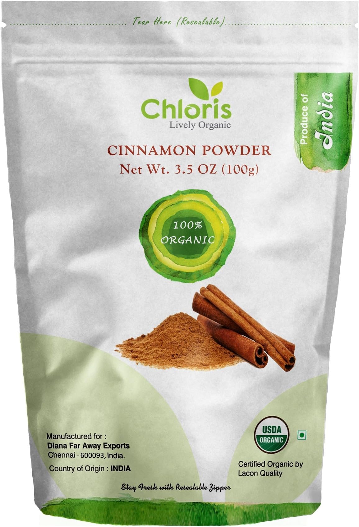 Chloris-Organic Cinnamon Powder, 3.5 Oz