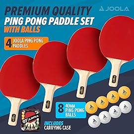 JOOLA Ping Pong Paddle Set with Balls & Carrying Case - Set of 4 or 2 Table Tennis Paddles - Advanced Ping Pong Rackets & Portable Table Tennis Accessories for 2-4 Players