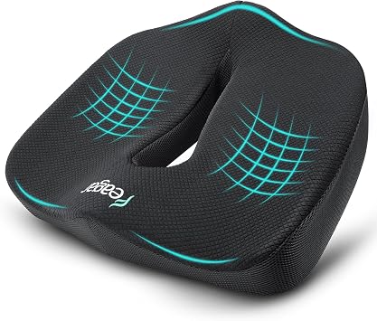Feagar X Large Ergonomic Seat Cushion Memory Foam Seat Cushions for Office Chair, Car Seat and Wheelchair - Wedge Chair Pad for Hip & Lower Back Comfort Black