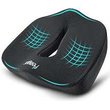 Feagar Ergonomic Seat Cushion - Hollow Memory Foam Tailbone Cushion for Office Chair, Car Seat and Wheelchair - Wedge Chair Pad for Hip & Lower Back Comfort, Black