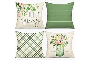 YGEOMER Spring Pillow Covers - 4x18x18 Canvas Pillowcases for Couch, Bed and Patio