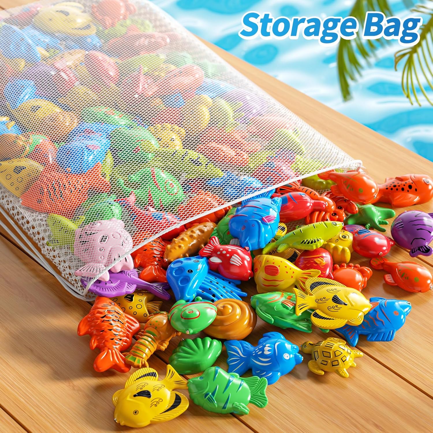 PEADUCK Magnetic Fishing Toys Game Pool Toys Set for Kids 3-5, Water Table Bathtub Toys with Pole Rod Net Plastic Floating Fish, Outdoor Toys for Kids Boys Girls Age 3 4 5 6 7 8 Year Old