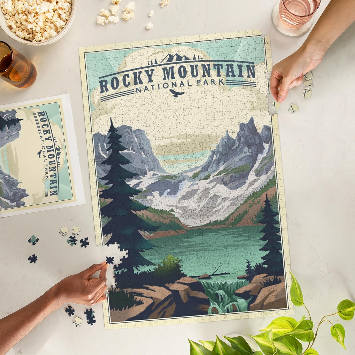 "Lantern Press Rocky Mountain National Park, Colorado, Lake, Lithograph, 1000 Piece Jigsaw Puzzle for Adults, Made in USA with Reference Poster"