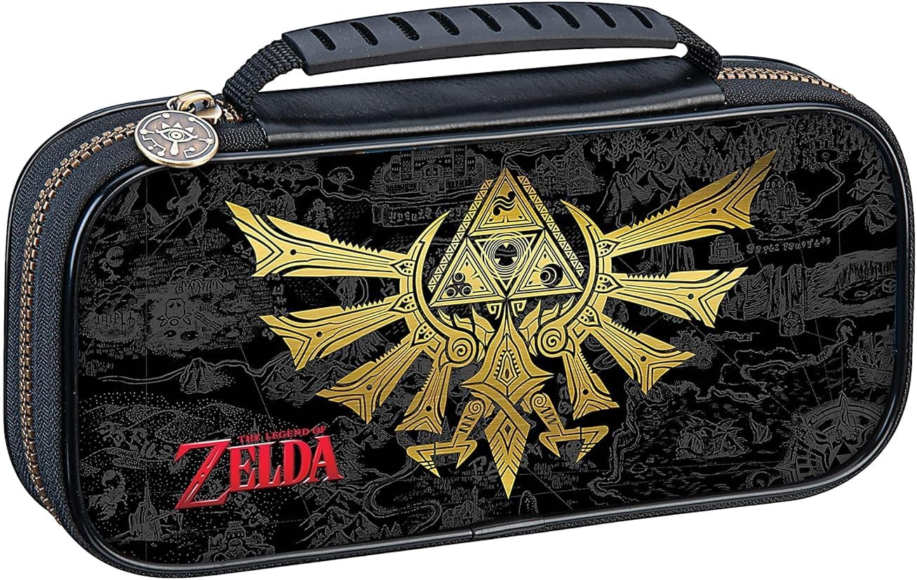 Game Traveler Zelda Nintendo Switch Case - Switch OLED Case for Switch OLED & Switch, Adjustable Viewing Stand & Bonus Game Cases, Deluxe Carry Handle, Licensed Nintendo Switch Game Case