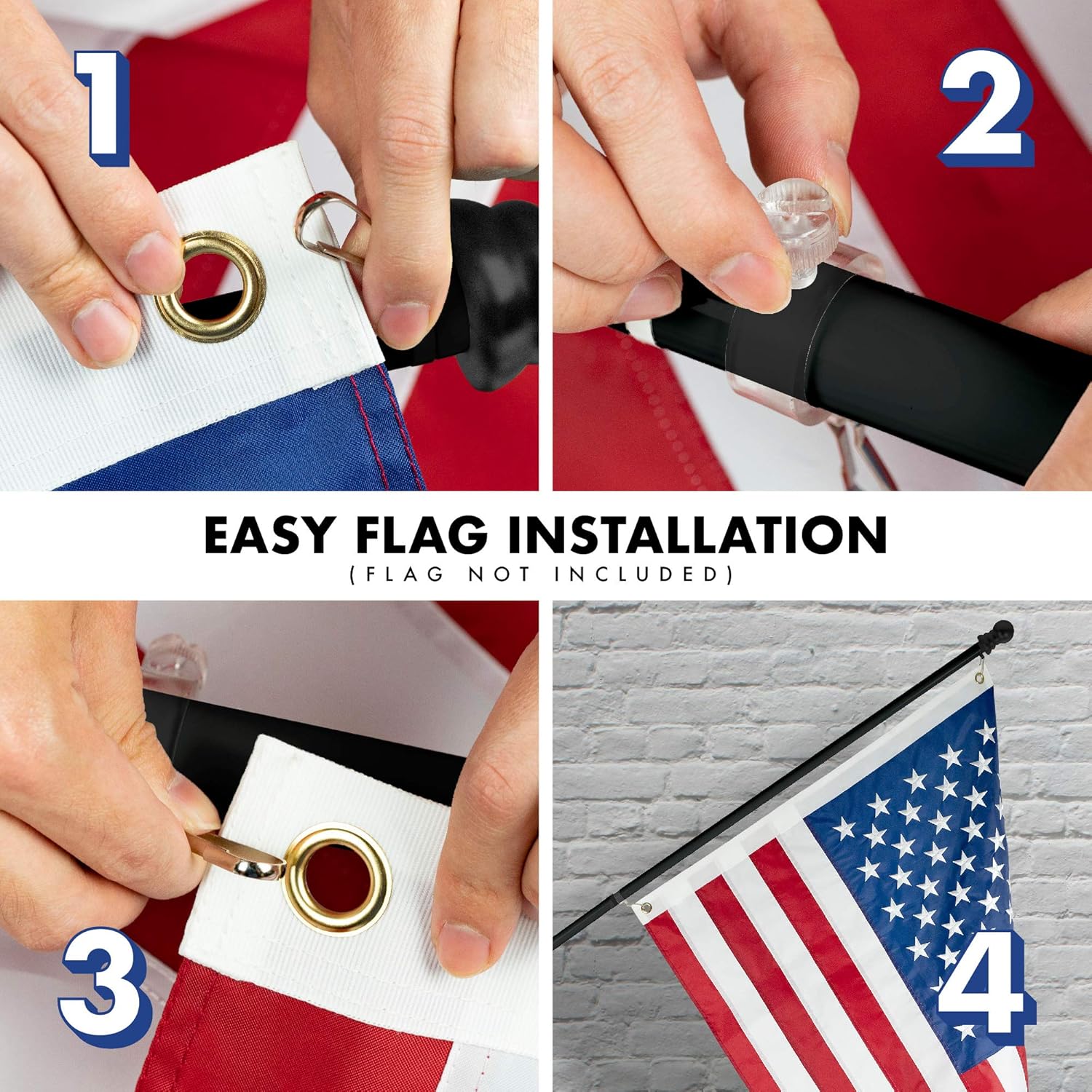 G128 - 5 Feet Tangle-Free Aluminum Spinning Flagpole - Aluminum Wall Mount Flag Pole for Commercial/Residential Use (Flag NOT Included)
