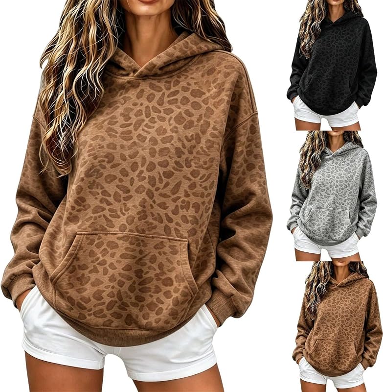 MABUTINGTI Leopard Print Hoodie Leopard Y2k Hoodies in A1-black