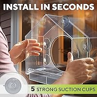 Vista 3 de Premium Window Bird Feeder for Outside - Clear Bird House w/Largest Window for Viewing Birds - Easy to Install & Sturdy Feeder w/Extra Strong