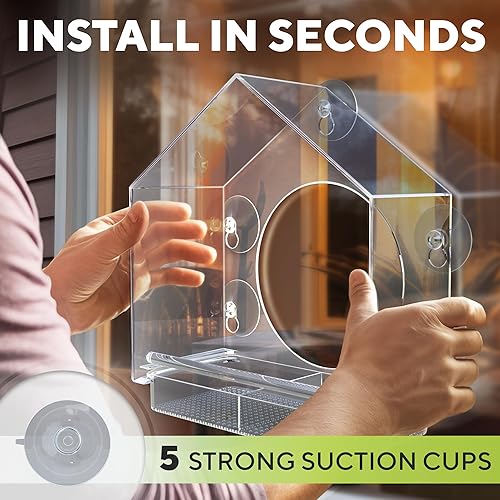Miniatura 3 de Premium Window Bird Feeder for Outside - Clear Bird House wLargest Window for Viewing Birds - Easy to Install & Sturdy Feeder wExtra Strong Suction