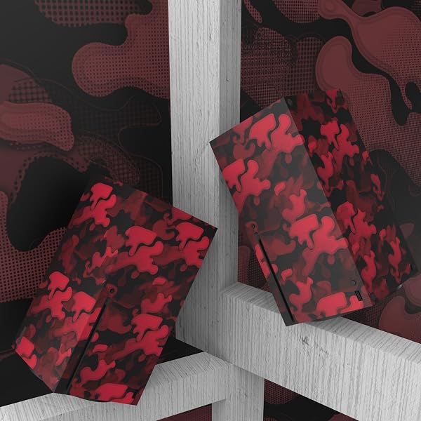 playvital Black Red Camouflage Custom Vinyl Skins for Xbox Series X, Wrap Decal Cover Stickers for Xbox Series X Console Controller - 5