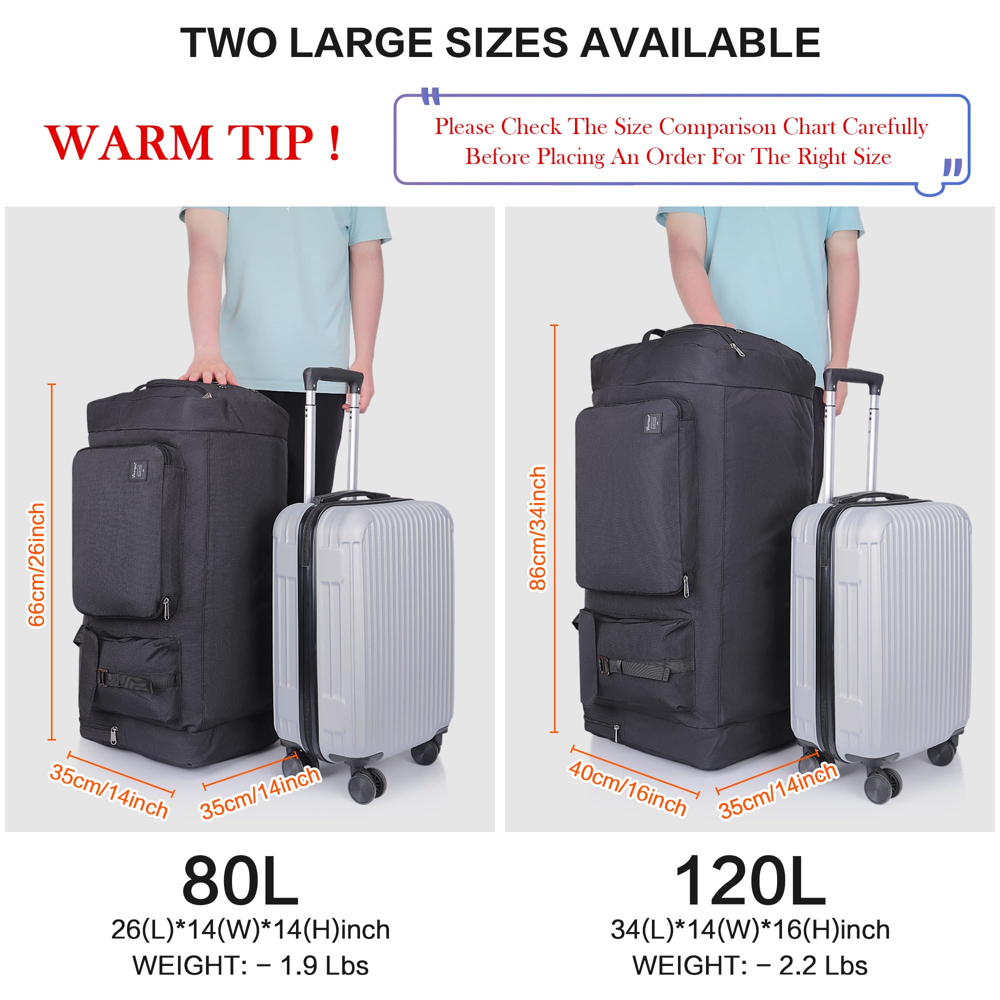 Faltbare Reisetasche, 120L Große Faltbar Reise Tasche für Herren & Damen, Groß Leichte wasserdichte Sporttasche mit Schuhfach