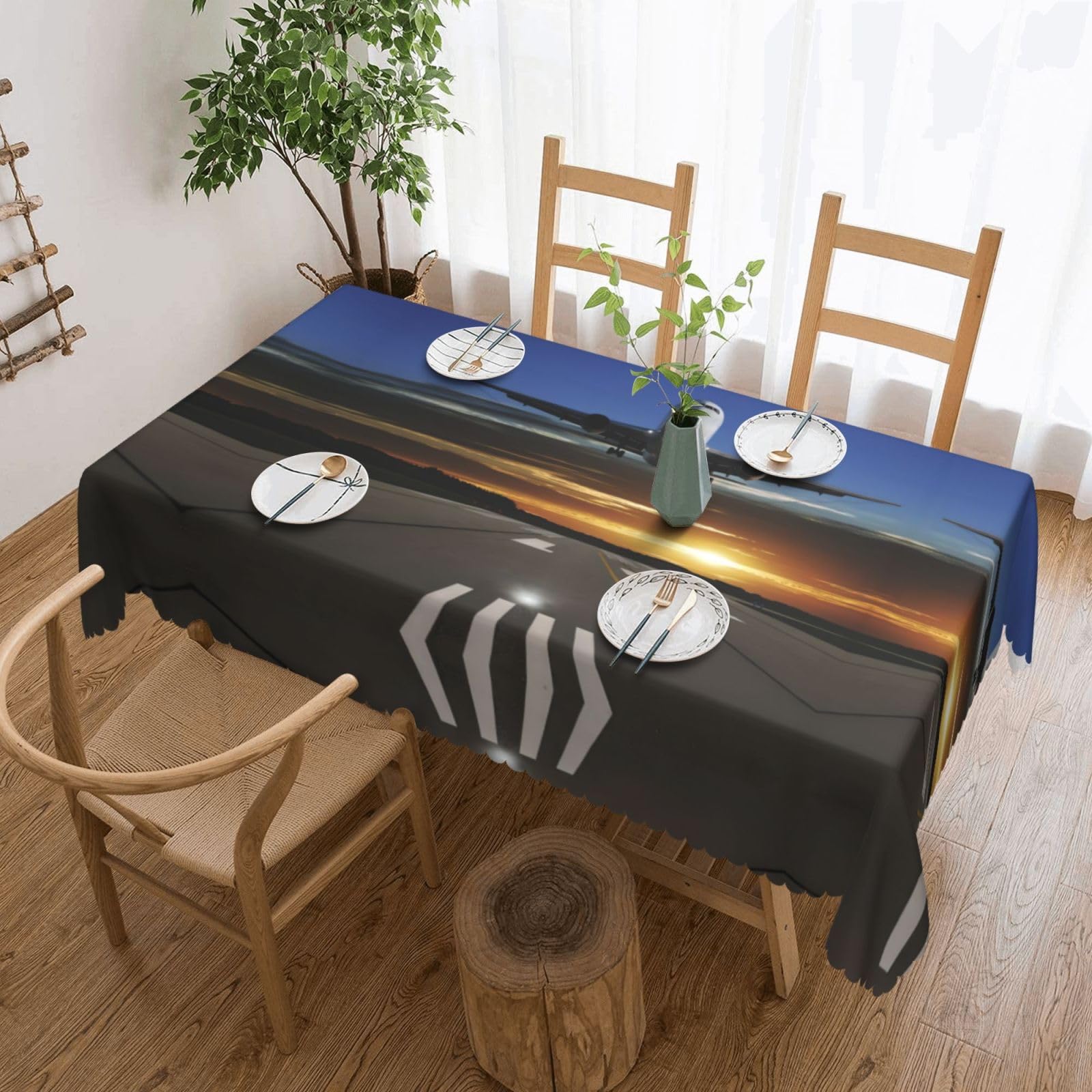 LPLSNWS Airport Patterned square lace tablecloth, oil-resistant, washable, suitable for home use as a dining table cover.