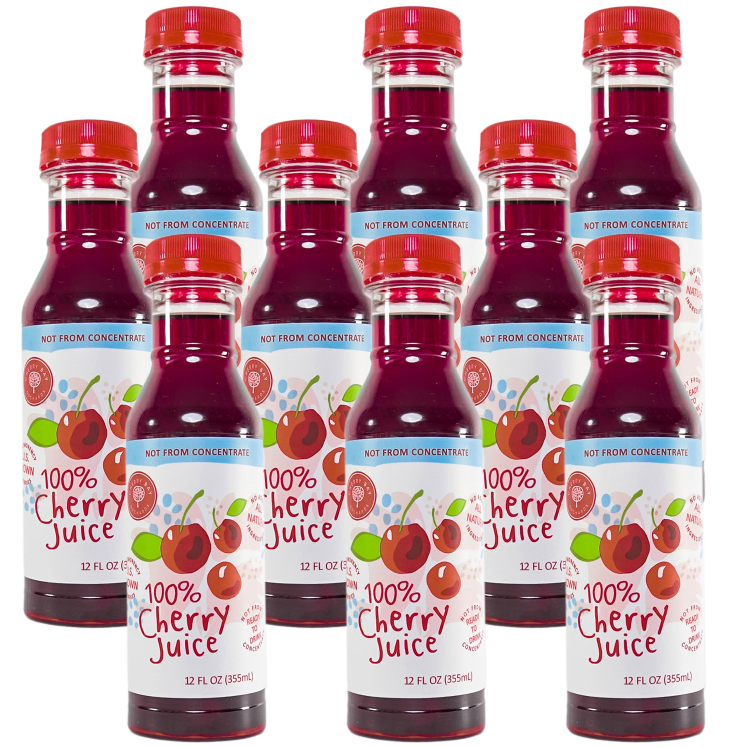 Cherry Bay OrchardsMontmorency Tart Cherry Juice - (9 pack - 12oz Bottles) - 100% Domestic, All Natural Ingredients, No Added Sugar, Gluten-Free, GMO Free - 100% Vegetarian and Vegan