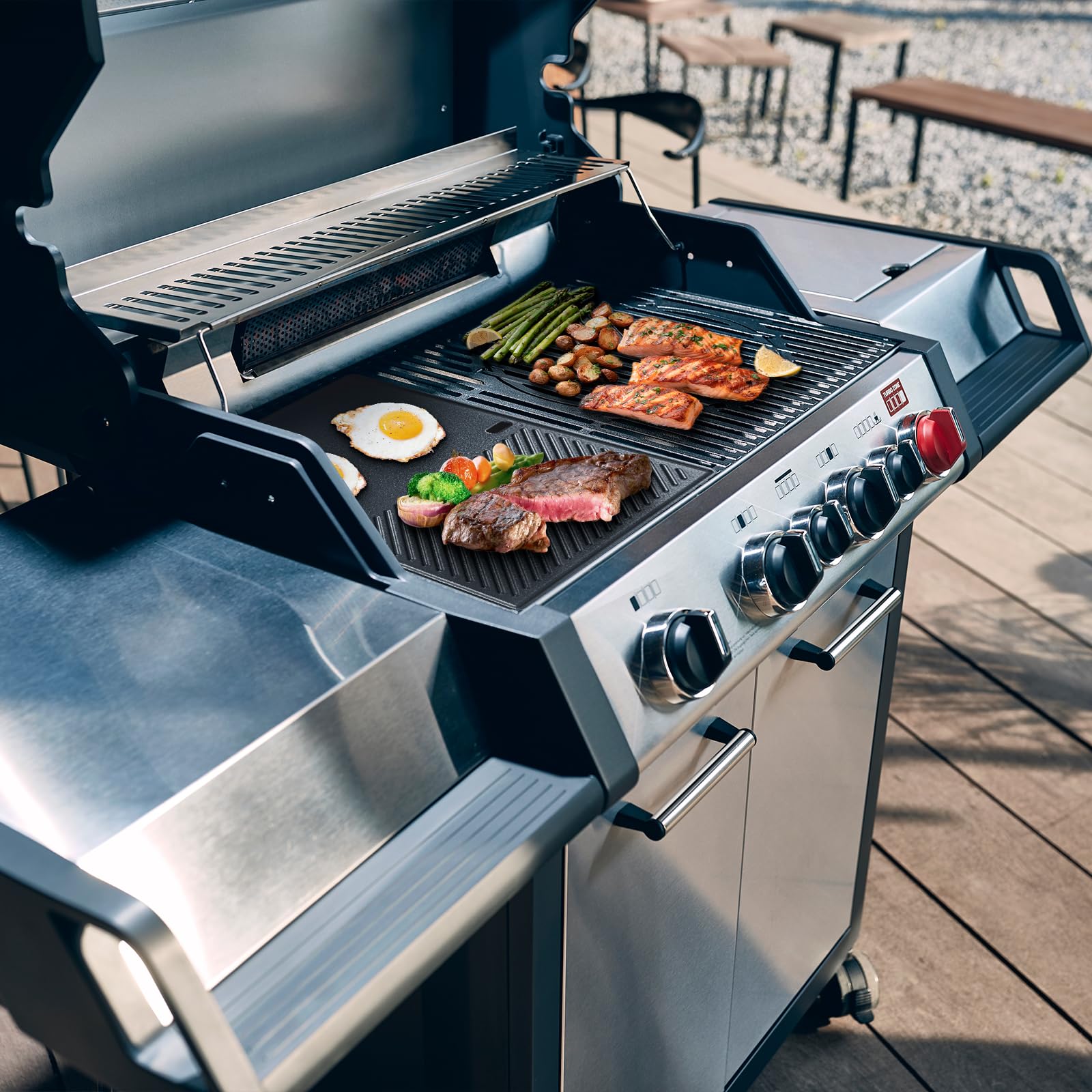 43x32CM Gusseisen Grillplatte für Enders Boston 4 und 6 Grill,Grillpfanne für Landmann Triton 13190 3 und 4 Brenner,Enders Monroe Pro 4 SIK Turbo,Enders Boston Pro 4 SIKR,Plancha für Enders Boston 6