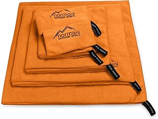 normani Mikrofaser Handtücher 6 Größen / 5 Farben, leicht und Ultra saugfähig, Handtuch Sporthandtuch, Reisehandtuch, Mikrofaser-Badetuch, XXL Strandhandtuch Farbe Orange Größe 1er Pack 20 x 20 cm