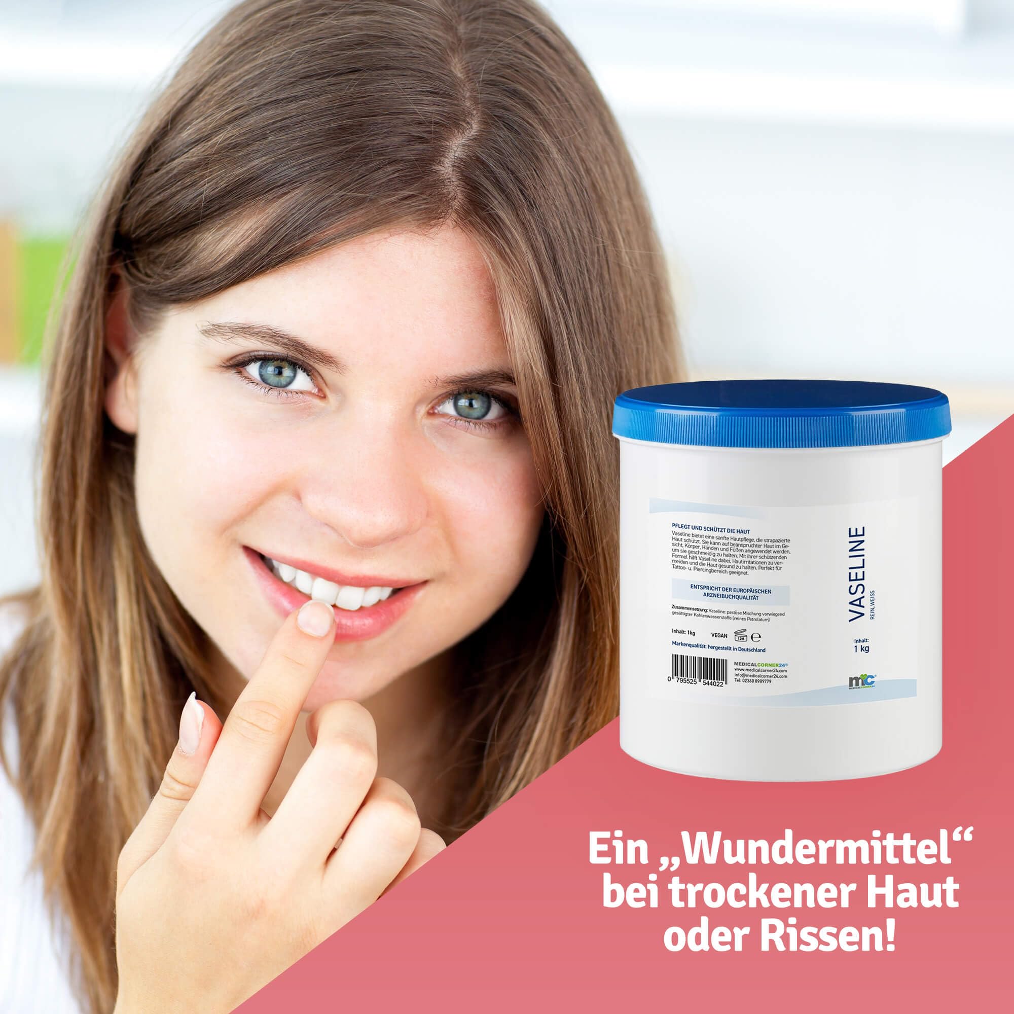 Medicalcorner24 vaseline blanche, gel soins de la peau soins corporels, zone tatouage et piercing, 1 kg