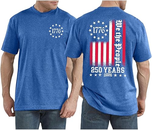 Mens Short Sleeve Shirts Patriot Crew Mens T-Shirts Casual 250 Years America 4Th