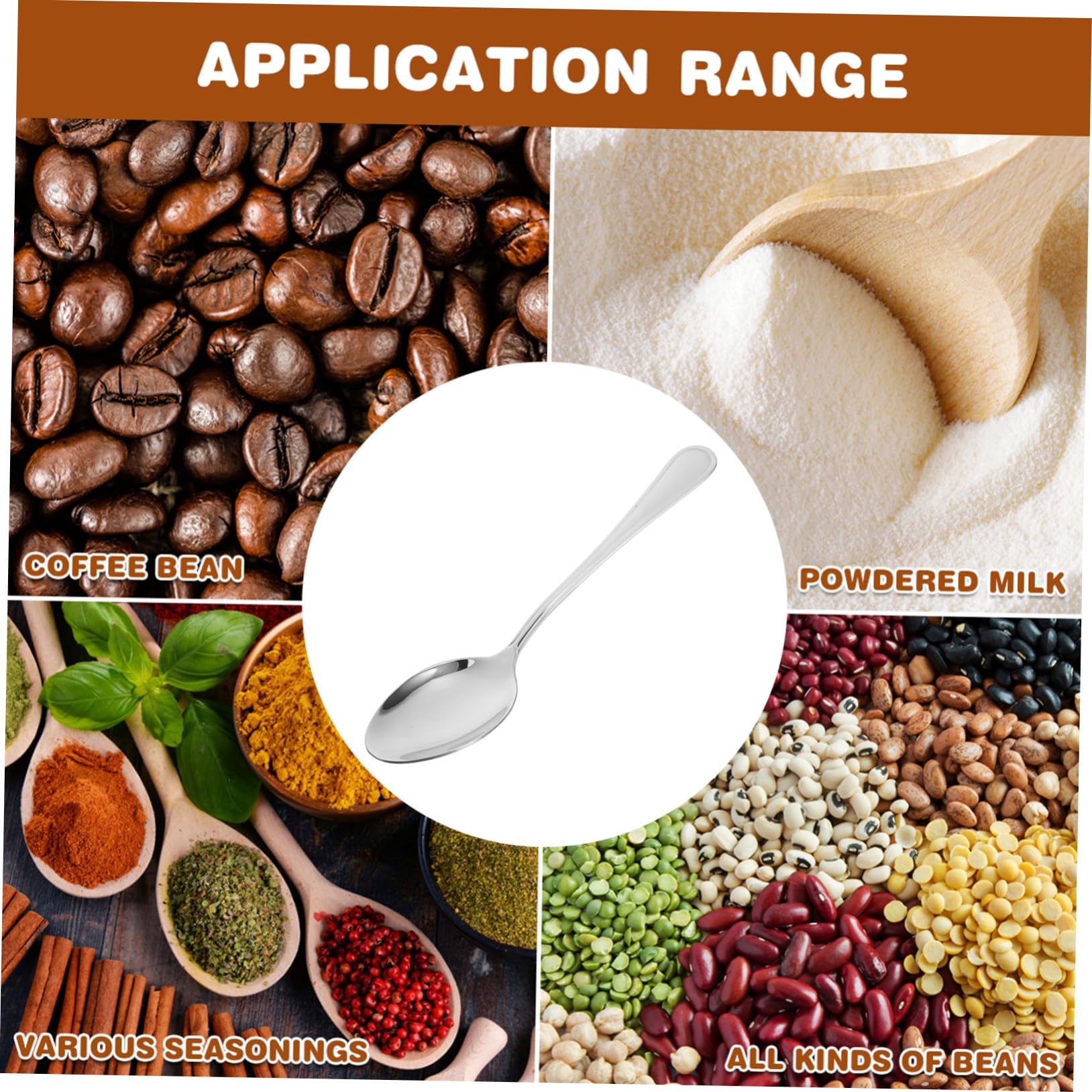 KICHOUSE Large Steel Spoons Stainless Steel Serving Spoon Multi-functional Kitchen Utensil