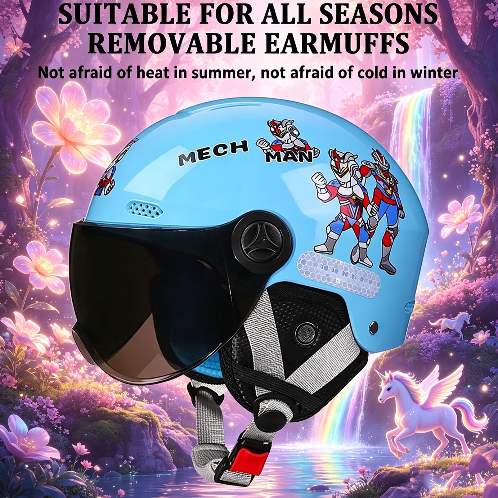Casco Moto Astronauta Bambini Visiera HD, [Aero Stratos] Junior Guardian, Omologato ECE/DOT, [Cervical-Zero] Regalo Ragazzi Ragazze 3-12 Anni