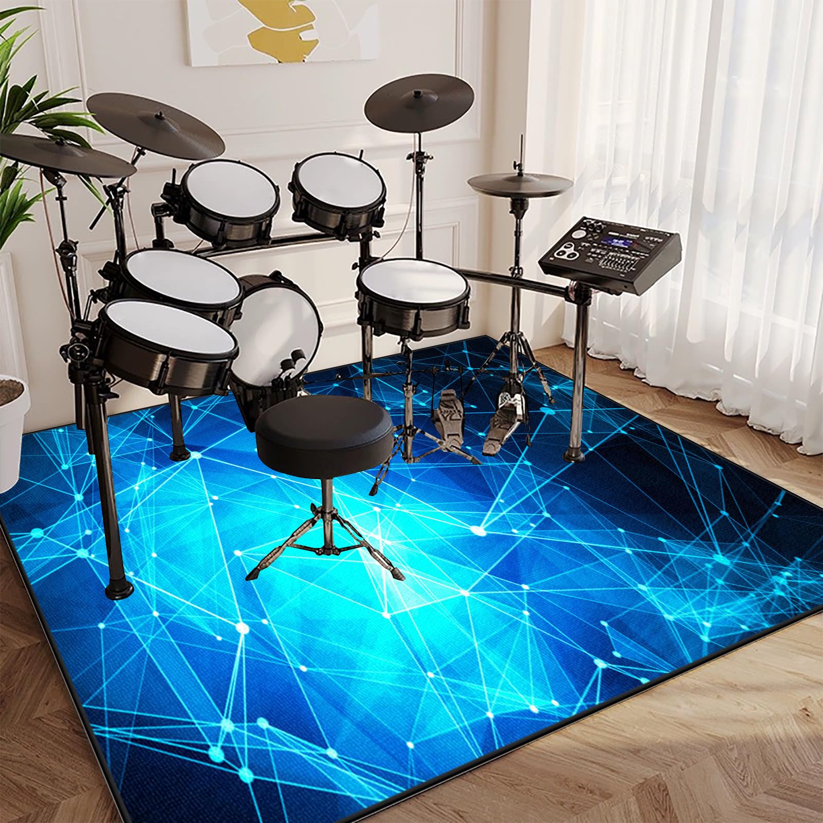 Professioneller Schlagzeugteppich, Schlagzeug Teppich, Schallschutzmatte, Drum Teppich, rutschfeste Trommel Teppiche, Quadratische Schallschutzdecke für E-Drum-Kits Bass Drum Snare 160 x 150 cm